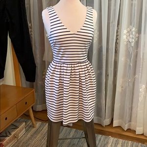 Aqua dress. Sz Medium White with navy blue stripes